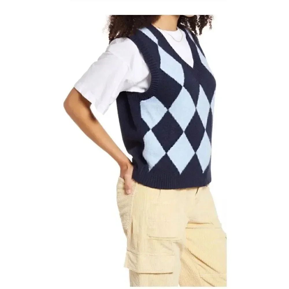 BP DISCO VEST SWEATER:BLUE- NAVY DIAMOND BLUE SZ S
